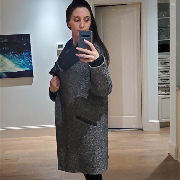 Vince Wool Winter Coat Grey Black EUC - Picture 3 of 7